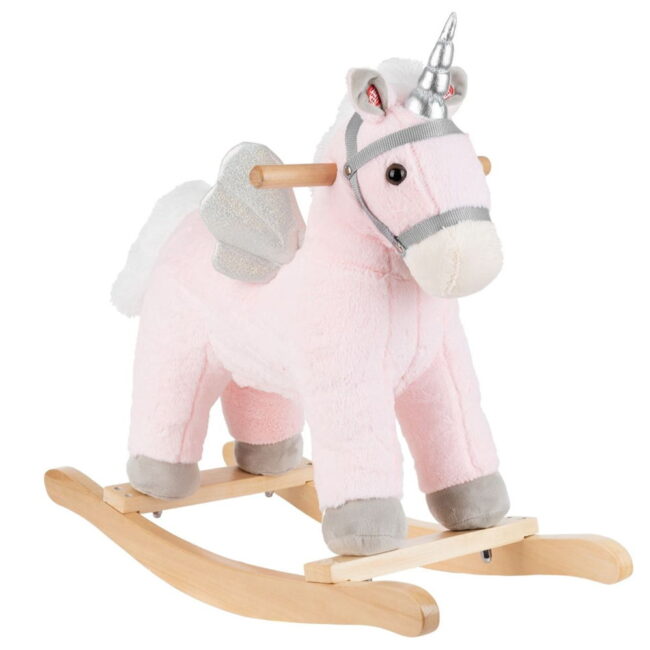 Λούτρινο κουνιστό Αλογάκι με Ήχους και Ξύλινη Βάση Pink Horse Kikkaboo