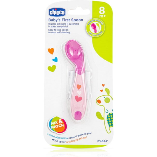 Κουτάλι Σιλικόνης Baby's First Spoon 8m+ Pink Chicco F01-16100-10