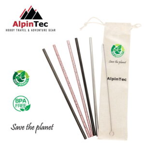 Alpintec Ανοξείδωτα Οικολογικά Καλαμάκια Ίσια 6mm 5 Τεμάχια S-01