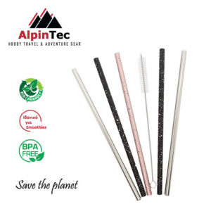 Alpintec Ανοξείδωτα Οικολογικά Καλαμάκια Ίσια 8mm 5 Τεμάχια S-03