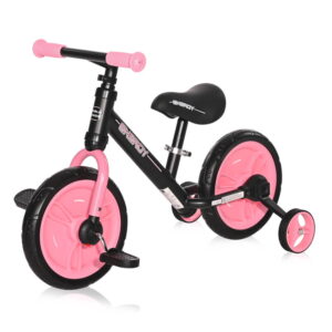 Ποδηλατάκι Ισορροπίας με Βοηθητικές Ρόδες και πηδάλια Energy 2 in 1 Black and Pink Lorelli