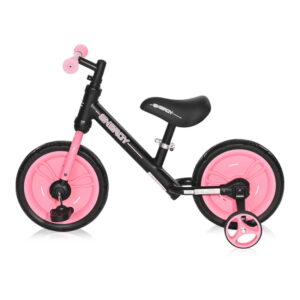 Ποδηλατάκι Ισορροπίας με Βοηθητικές Ρόδες και πηδάλια Energy 2 in 1 Black and Pink Lorelli