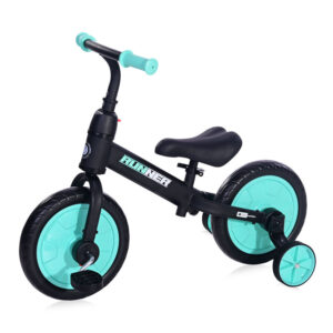 Παιδικό Ποδήλατο 2 σε 1 Ισορροπίας ή Με Πεντάλ + Βοηθητικές Ρόδες Runner Black and Turquoise Lorelli 10410030009