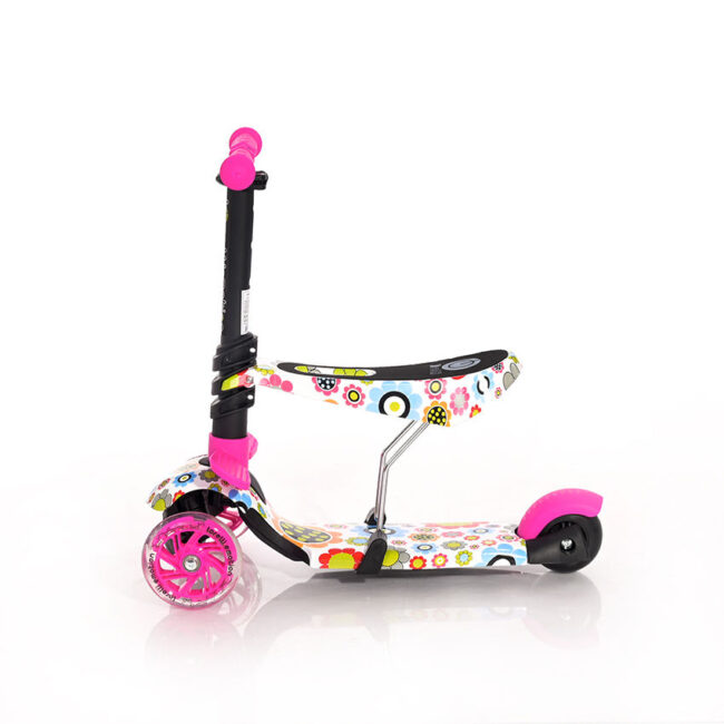 Πατίνι Scooter Με Κάθισμα Smart Pink Flowers Lorelli 10390020016 + Δώρο κουδουνάκι αλουμινίου Αξίας 5€