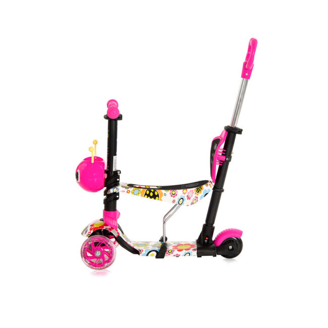 Πατίνι Scooter Με Κάθισμα Και Χειρολαβή Γονέα Smart Plus Pink Flowers Lorelli 10390030016 + Δώρο κουδουνάκι αλουμινίου Αξίας 5€
