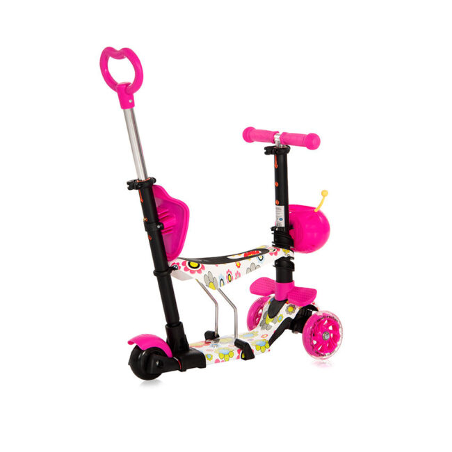 Πατίνι Scooter Με Κάθισμα Και Χειρολαβή Γονέα Smart Plus Pink Flowers Lorelli 10390030016 + Δώρο κουδουνάκι αλουμινίου Αξίας 5€