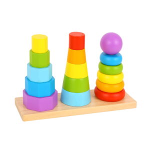 Ξύλινοι Πύργοι Στοίβαξης με Πολύχρωμα Σχήματα TKF008A Tooky Toys 6972633370147