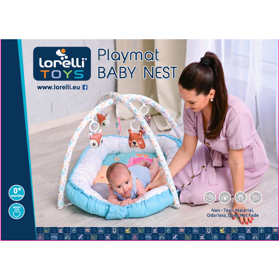 Φωλιά – Χαλάκι Δραστηριοτήτων Playmat Baby Nest Blue Lorelli 10300450001 + Δώρο Μασητικό οδοντοφυΐας Αξίας 5€