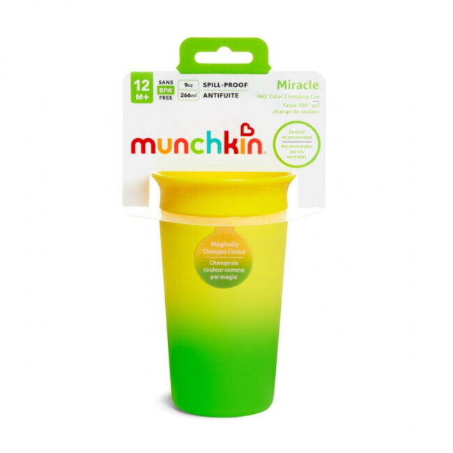 Εκπαιδευτικό Ποτήρι Με Ένδειξη Θερμότητας Colour Changing Miracle Cup 266ml Green Munchkin 51892