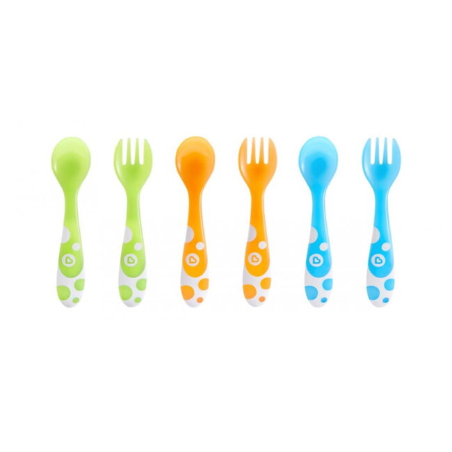 Σετ Βρεφικά Κουταλάκια Και Πιρουνάκια 6 Τεμάχια 12m+ Multi Coloured Forks And Spoons Munchkin 11454