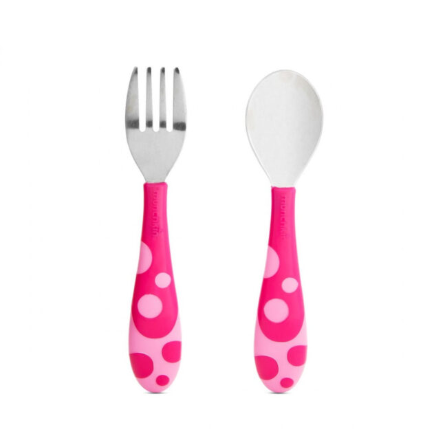 Μεταλλικό Παιδικό Σετ Κουτάλι Πιρούνι Toddler Fork And Spoon Set Pink Munchkin 11404