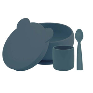 Σετ Μπωλ Φαγητού Από Σιλικόνη Με Κουπάκι Και Κουταλάκι 6m+ BLW Deep Blue Minikoioi 101070060