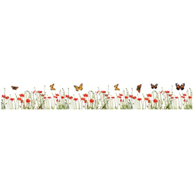 Αυτοκόλλητα Τοίχου Βινυλίου - Μπορντούρες Poppies And Butterflies 198 x 30 cm Ango 53002