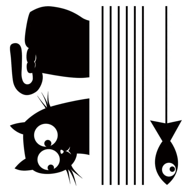 Αυτοκόλλητα Τοίχου Βινυλίου Cat And Fish Ango 59159