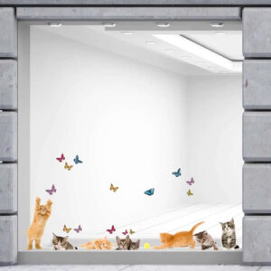 Αυτοκόλλητα Βινυλίου Για Τζάμι Διπλής Όψης Cats 34 x 15 cm Ango 64001