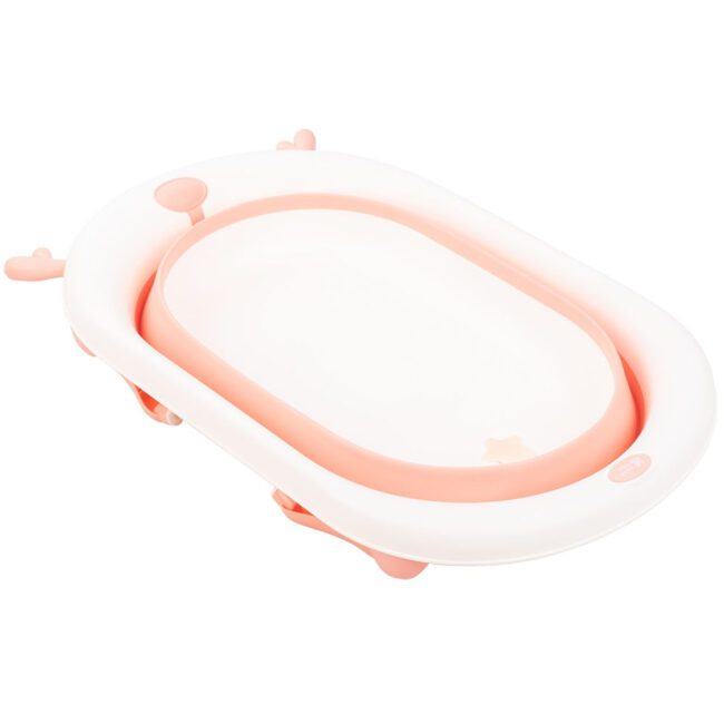 Μπανιέρα Πτυσσόμενη Foldy Pink Kikkaboo 31402010022 + Δώρο Έξτρα Μαλακό Σφουγγάρι Μπάνιου