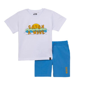AKO Σετ Κοντομάνικο Μπλουζάκι με Βερμούδα Catch a Wave Χρώμα Άσπρο Αγόρι 3356258-01