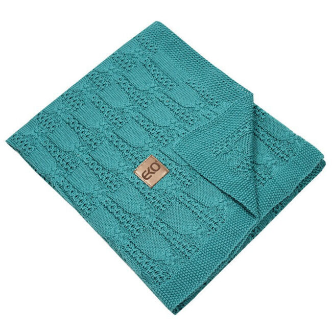 Βαμβακερή Πλεκτή Κουβέρτα Αγκαλιάς 100×80 cm Green Sea Ekokids