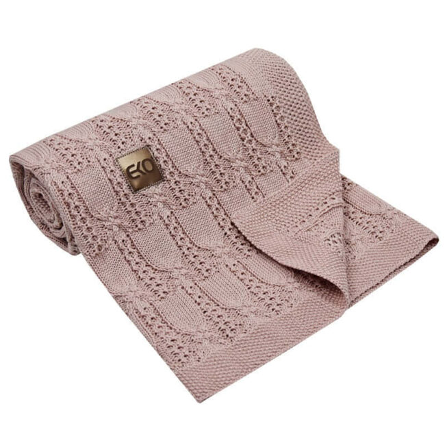 Βαμβακερή Πλεκτή Κουβέρτα Αγκαλιάς 100x80 cm Pink Rose Ekokids