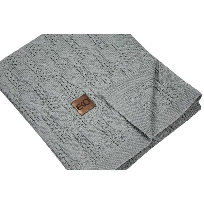 Βαμβακερή Πλεκτή Κουβέρτα Αγκαλιάς 100x80 cm Light Grey Ekokids