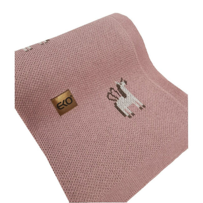 Βαμβακερή Πλεκτή Κουβέρτα Αγκαλιάς 100×80 cm Pink Unicorn Ekokids