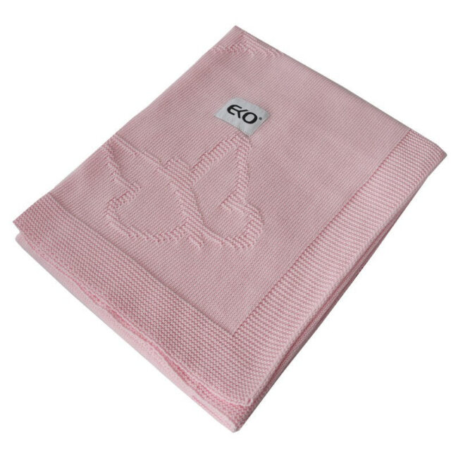 Βαμβακερή Πλεκτή Ανάγλυφη Κουβέρτα Αγκαλιάς 100×80 cm Pink Butterfly Ekokids