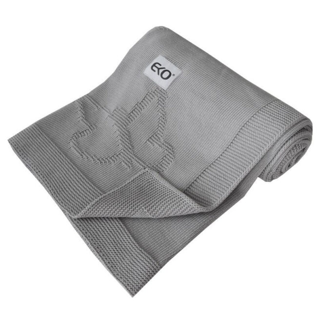 Βαμβακερή Πλεκτή Ανάγλυφη Κουβέρτα Αγκαλιάς 100×80 cm Grey Butterfly Ekokids