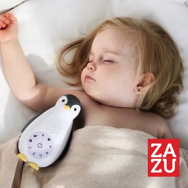 ZOE Πιγκουίνος Ύπνου Επαναφορτιζόμενoς Λευκοί Ήχοι Φως Νυκτός Ηχείο Bluetooth Γκρι ZAZU