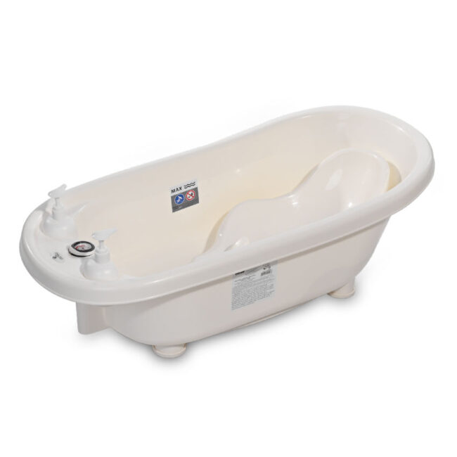 Βρεφική Μπανιέρα Με Βάση Bathtub 88 cm White Lorelli + Θερμόμετρο, 2 x Dispenser για Σαπούνι + Δώρο Έξτρα Μαλακό Σφουγγάρι Μπάνιου