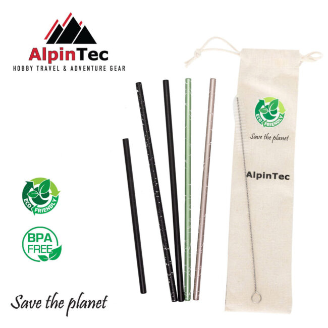 Alpintec Ανοξείδωτα Οικολογικά Καλαμάκια Ίσια 6mm 5 Τεμάχια S-05