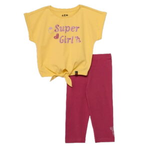AKO Σετ Κοντομάνικο Μπλουζάκι με Κολάν Super girl Χρώμα Κίτρινο Κορίτσι 3256249-04