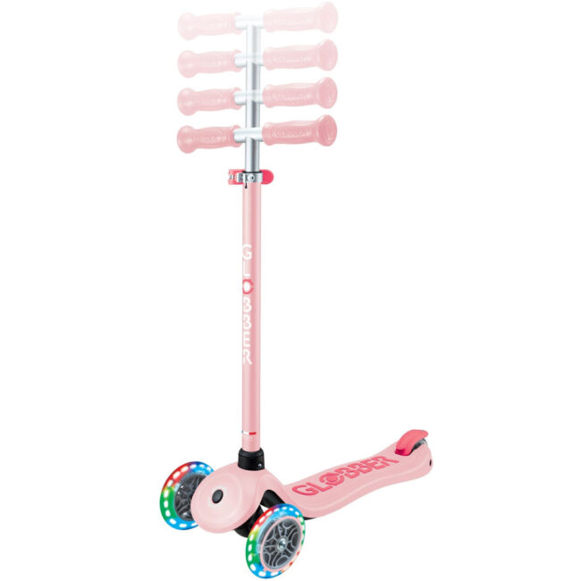 Globber Scooter Πατίνι Primo Plus Lights Με Φωτισμό Στους Τροχούς Pastel Pink (442-710-4) + Δώρο κουδουνάκι αλουμινίου Αξίας 5€